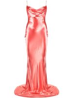 Balmain robe longue en satin à col bénitier - Rose