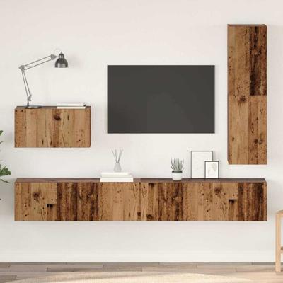 Tv-meubelset 4 pcs Oud hout 30.5 x 30 x 110 cm Bewerkt hout
