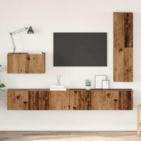 Tv-meubelset 4 pcs Oud hout 30.5 x 30 x 110 cm Bewerkt hout