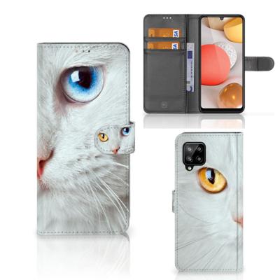 Samsung Galaxy A42 5G | Telefoonhoesje | Met pasjeshouder | Witte Kat