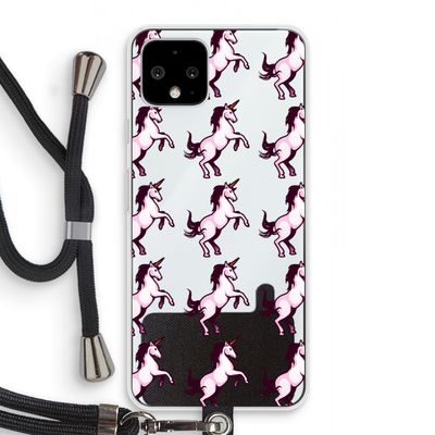 Musketon Unicorn: Pixel 4 Transparant Hoesje met koord