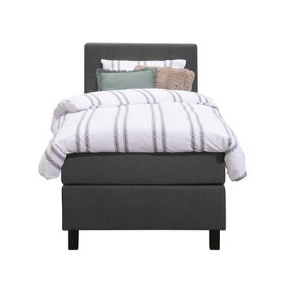 Boxspring Liv geblokt - antraciet - 90x200 cm - vierkante poot - Leen Bakker