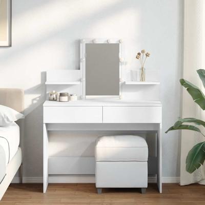 Kaptafel met LED-verlichting 100x40x130 cm wit