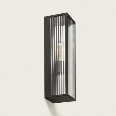 Gevelverlichting zwart met glas en E27 fitting &apos;Piazza 2&apos;