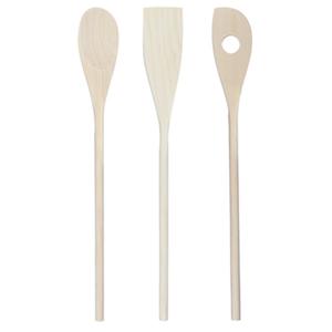 Keukengerei spatels/lepels set - 31 cm - hout - 3-delig - roerlepels