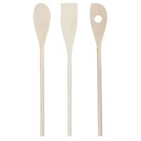 Keukengerei spatels/lepels set - 31 cm - hout - 3-delig - roerlepels