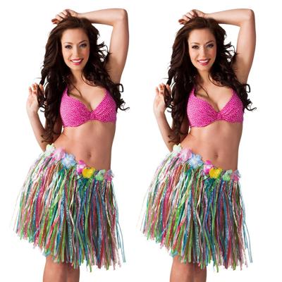 Hawaii verkleed rokje - 4x - voor volwassenen - mix kleuren - 45 cm - rieten hoela rokje - tropisch