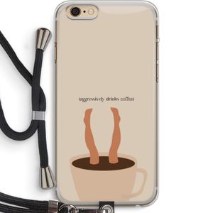 Aggressively drinks coffee: iPhone 6 PLUS / 6S PLUS Transparant Hoesje met koord