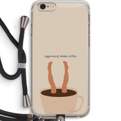 Aggressively drinks coffee: iPhone 6 PLUS / 6S PLUS Transparant Hoesje met koord