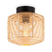 Boheemse stijl Plafondlamp - Bamboe Lampenkap - Ovaal - Beige - Ø25 x 24 cm - E27 fitting - Ontworpen voor gebruik in slaapkamers en studeerkamers - Hoogte lampenkap: 21cm