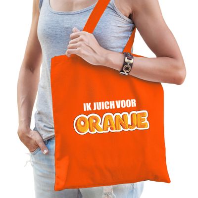 Ik juich voor ORANJE supporter cadeau tas oranje voor dames en heren