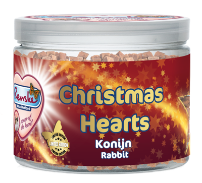 Renske Gezonde Beloning Kerst Hartjes Konijn kattensnacks 100 gram