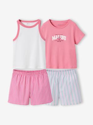 Set van 2 pyjama short met korte mouwen wit