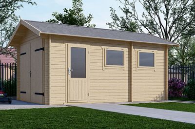 Garage 3352 Interflex 330x520 cm - geïmpregneerd- Zadeldak- Geïmpregneerd vurenhout- Interflex