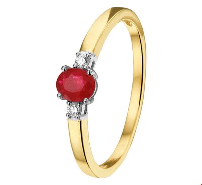 TFT Ring Robijn En Diamant 0.05ct H SI Bicolor Goud