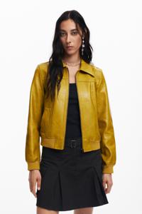 Bikerjack met leerlook - YELLOW - XL