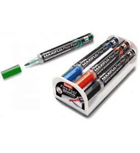 Pentel Whiteboard-Marker Maxiflo Flex-Feel rot markeerstift 12 stuk(s) Borstelpunt Rood