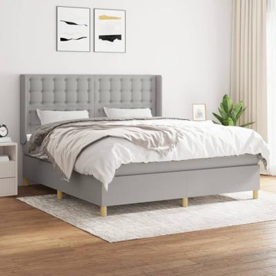 Boxspring met matras stof lichtgrijs 180x200 cm