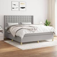Boxspring met matras stof lichtgrijs 180x200 cm
