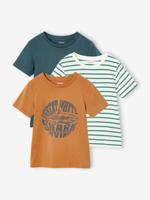 Set van 3 geassorteerde jongens-T-shirts met korte mouwen pecannoot