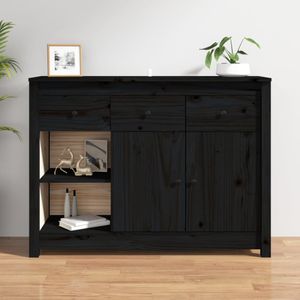 Dressoir 100x35x74 cm massief grenenhout zwart