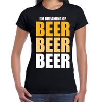 Dreaming of beer drank fun t-shirt zwart voor dames - thumbnail