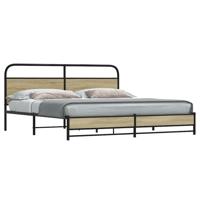 Bedframe zonder matras metaal sonoma eikenkleur 200x200 cm