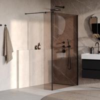 BRAUER Oblivion Inloopdouche - 120x200cm - 30 cm zijwand - glascoating - brons glas - mat zwart GS-OBI2B12030200MZ - thumbnail
