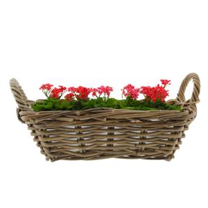 Mand met hengsels - bruin - 37 x 22 x 12 cm - rotan - gevlochten riet - mand - opbergen