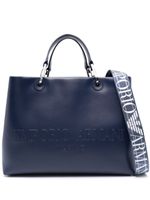 Emporio Armani sac en cuir à logo embossé - Bleu