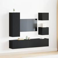 TV-kast Set 6 pcs Zwart eiken 160 x 30 x 30.5 cm Bewerkt hout