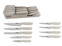 Michelino Messenset met messenblok - inclusief 9 messen - Beige