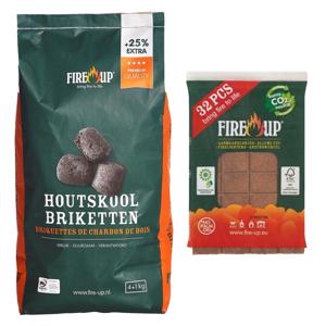 BBQ starterspakket - houtskool briketten 5 kilo - barbecue aanmaakblokjes 32x