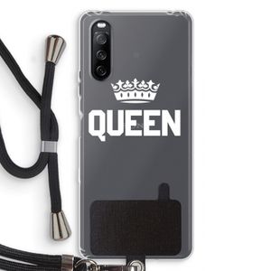 Queen zwart: Sony Sony Xperia 10 III Transparant Hoesje met koord