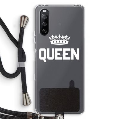 Queen zwart: Sony Sony Xperia 10 III Transparant Hoesje met koord