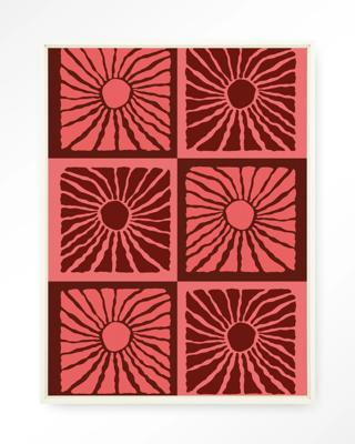 Urban Cotton Wandkleed 'Suns In Pink' 110 x 145cm in Floating Frame - off white