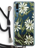 Wit bloemenpatroon: Huawei P20 Pro Transparant Hoesje met koord