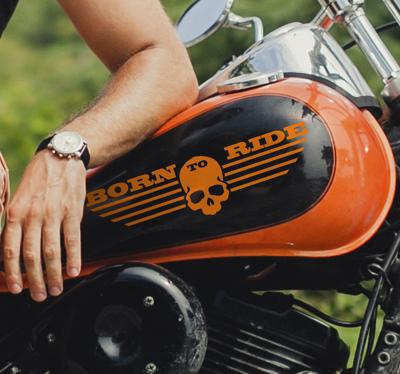 Born to ride met schedel Motor sticker