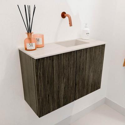 Toiletmeubel Mondiaz Joya Dlux | 60 cm | Meubelkleur Shadow | Faye wastafel Meli Wasbak Rechts | Zonder kraangat(en)