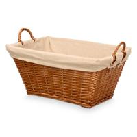 Rieten opberg mand - gevlochten riet - bruin - 65 x 43 x 35 cm - met hengsels