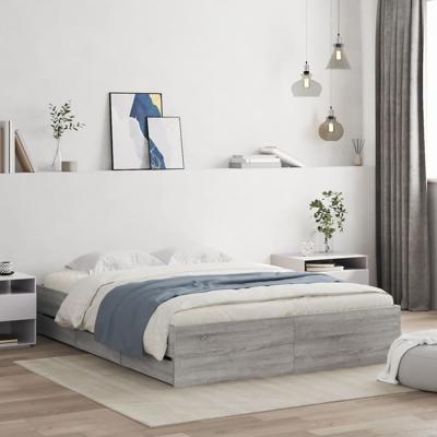 Bedframe met lades bewerkt hout grijs sonoma eiken 150x200 cm