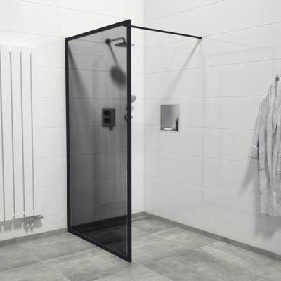 Marenza Bellini Inloopdouche - 110x200cm - veiligheidsglas - rookglas - frame rondom - anti kalk - mat zwart Mirrors-110B/NFF/S