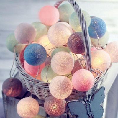 3M 20 LEDs katoen bal licht string vakantie bruiloft kerstfeest slaapkamer Fairy lichten buiten LED licht Garland decoratie voeding: USB (Macaron)