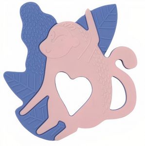 Manhattan Toy bijtring Aap 10,2 cm siliconen blauw/roze Manhattan Toy bijtring Aap 10,2 cm siliconen blauw/roze