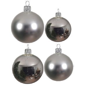 Glazen kerstballen pakket zilver glans/mat 38x stuks 4 en 6 cm