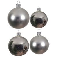 Glazen kerstballen pakket zilver glans/mat 38x stuks 4 en 6 cm - thumbnail