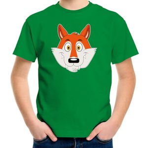 Cartoon vos t-shirt groen voor jongens en meisjes - Cartoon dieren t-shirts kinderen