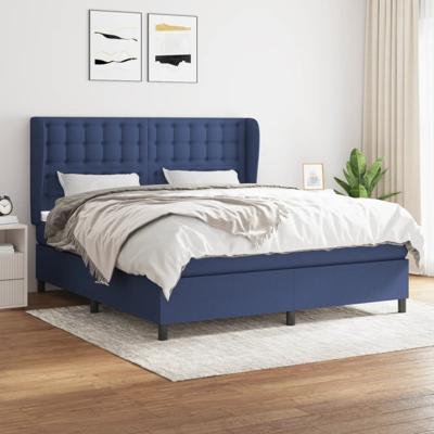 Boxspring met matras stof blauw 180x200 cm