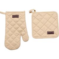 Luance Ovenwant set met pannenlap - beige - katoen - 18 x 28 cm - chef - keukenbenodigdheden