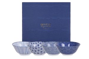 Tokyo Design Studio - Nippon Blue - tayokommen set - 4 stuks 15.2 x 6.7cm 500ml